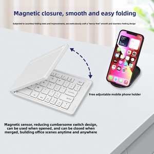 คีย์บอร์ดพกพาแบบพับได้ บางเฉียบ ชาร์จไฟได้ คีย์บอร์ดขนาดเล็กสำหรับ iPad iPhone แท็บเล็ต สมาร์ท<span class=keywords><strong>โฟน</strong></span> แล็ปท็อป - Product Image 3
