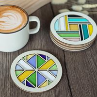 Kit de peinture de sous-verres en bois, Kit d'artisanat de peinture en bois pour adultes et débutants