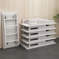 Bureau d'écriture pliable blanc, table d'étude pour ordinateur portable, table d'ordinateur pliable en métal robuste pour dortoir, petit bureau à domicile