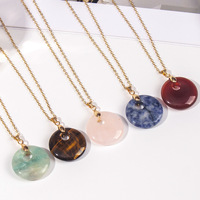 Collier en pierre naturelle Agogo, pendentif DIY, emballage individuel, or vert, bijoux tendance