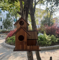Mangeoire à oiseaux en bois massif pour le commerce extérieur, mangeoire suspendue d'extérieur de style pastoral, ornement statue style villa