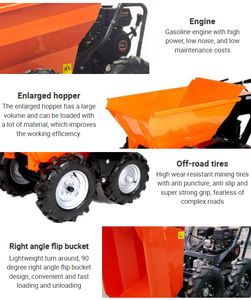รถเข็นขนาดเล็กและรถดัมพ์-รับน้ำหนักได้ 250 กก. งานหนัก 6.5 แรงม้า ใช้พลังงานน้ำมันเบนซิน/ไฟฟ้า/แบตเตอรี่ สำหรับงานก่อสร้าง ฟาร์ม สวน - Product Image 4
