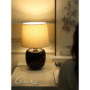 Italian Midnight Black Ceramic Table Lamp E27 LED Switch Control For Living Room Bedroom Bedside Decorative <b>Night</b> <b>Light</b> - Product Image 5