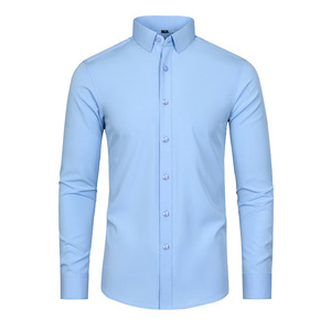 Camicia da uomo a maniche lunghe elasticizzata in quattro direzioni, non stirabile, con finitura satinata e righe verticali (taglie europee) - Collezione 2026 - Product Image 6