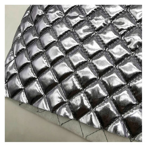 Silver Shiny <strong>Padding</strong> <strong>Fabric</strong> 100% Polyester Foil Printed Diamond <strong>Quilted</strong> <strong>Fabric</strong> - Product Image 3