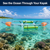 Kayak gonflable transparent transfrontalier pour 2 personnes, longueur 3,1-4m, idéal pour les loisirs aquatiques en zone touristique et les mariages