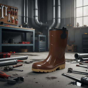 TTAKE Brown PVC Safety <b>Boot</b> with Rubber Sole for <b>Work</b> Protection - Product Image 3