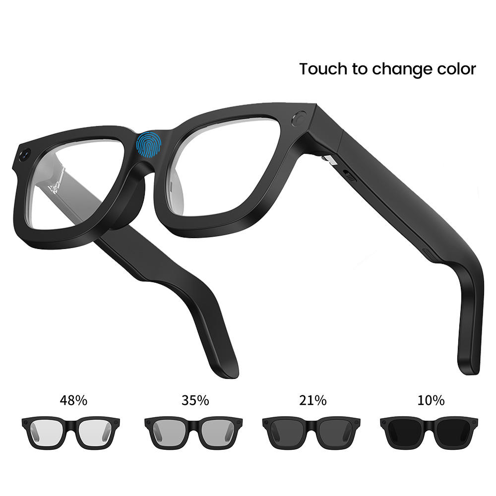 E02C AI Smart Glasses Electrochromic Al Intelligent Photography Glasses 8MP Camera AI Translation Men Women Sunglasses