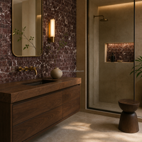 Mosaïque de marbre Rosso Levanto, tuiles rectangulaires en pierre rouge pourpre pour la décoration intérieure des murs, salles de bain et cuisines