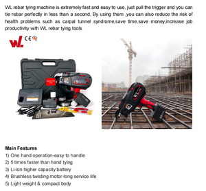 Tự động không dây công nghiệp lớp thép cây buộc máy <span class=keywords><strong>40mm</strong></span> Đường kính tối đa công cụ xây dựng wl400b 3 lượt Tie máy - Product Image 4