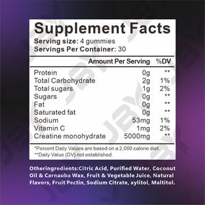 JBY Creatina Monoidrato 5000mg in Gommose, Integratore Sportivo al Gusto Mirtillo per Uomini e Donne - Product Image 6