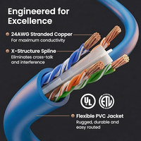 Cable de Conexión Ethernet Cat 6 OEM ODM GEARit, 2 pies, Azul, Paquete de 24 Cables de Conexión Ethernet Cat6 de 2 pies, Alta Velocidad, 24AWG, 10Gbps, RJ45 Sna