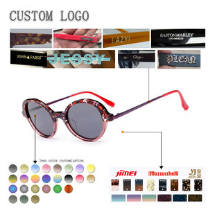 Retro <b>Round</b> Full Rim <b>Sunglasses</b> Unisex UV400 Protection Green Lenses Acetate Frame Casual Style Adult - Product Image 2