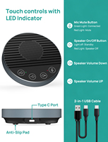 CMTECK LE2102 Microphone de table de conférence avec haut-parleur USB avec omnidirection pour salon Skype