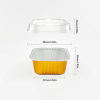 Ramequins carrés en aluminium durables et résistants à la chaleur, jetables, avec couvercle en plastique, pour la pâtisserie
