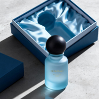 Flacons de parfum personnalisés en direct d'usine 30ml/50ml/100ml avec bouchon en verre givré et pulvérisateur à pompe doré, design luxueux