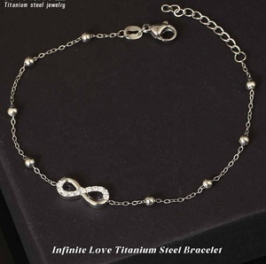 Pulseras Personalizadas, Elegantes y Únicas, Cadena de Mano para Chicas, Diseño en Forma de 8, Joyería de Acero Inoxidable con Circonita para Mujer, Accesorios - Product Image 5