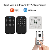 YET478WTR 90-240V Mini Interruptor Inteligente Wifi+RF433Mhz con Aplicación Tuya, Receptor Inteligente con Dos Controles Remotos