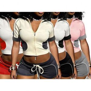 Custom <strong>Rose</strong> <strong>Gold</strong> Zipper Jacket Yoga <strong>Top</strong> and Short Workout Legging Set Active Wear Wholesale Gym Fitness Set Tracksuits for Women - Product Image 2