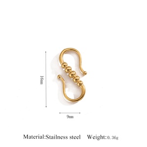 S Hook Clasp Connector | 18K PVD Gold Plated Stainless Steel <b>Beaded</b> S Clasp for DIY <b>Bracelet</b> Necklace Jewelry <b>Making</b> - Product Image 5
