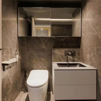 Panneau de porte en PVC personnalisé comptoir en pierre évier double vanité d'hôtel salle de bain vanité combinée