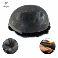 Rambut Palsu Pria Super Tipis 0.08mm, Densitas 90% 120% 130% 140%, Lurus, 100% Remy Indian Human Hair, Sistem Rambut PU Buatan Tangan