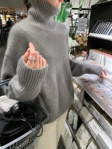 Maglione Invernale da Donna in Pura <span class=keywords><strong>Lana</strong></span> 100%, Collo Alto, Lavorazione a Maglia Larga, Casual, Lungo - Product Image 4