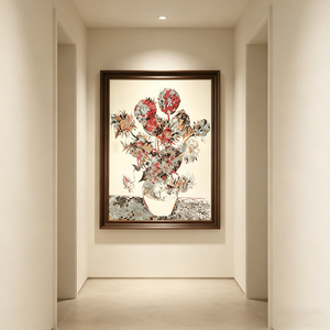 Peinture à l'huile abstraite papillon texturée sérigraphiée à la main pour décoration murale intérieure, maison, hôtel, esthétique apaisante - Product Image 6