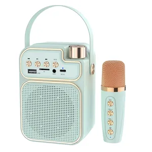 Mini altavoz de karaoke inalámbrico OEM portátil para uso en interiores/exteriores de cine en casa con micrófono simple o doble BT portátil