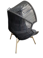 Fauteuil suspendu double œuf avec logo personnalisé - Nouveau modèle en acier et rotin synthétique, mobilier de jardin, design tendance