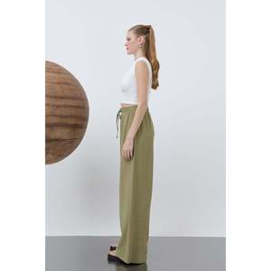 Pantalones de Cintura Elástica Color Oliva para Mujer, Corte Cómodo para Uso Diario Informal, Estilo Versátil, Tallas S-XL - Product Image 4