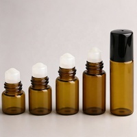 Flacons roll-on en verre ambré vides et rechargeables de 1 ml, 2 ml, 3 ml, 4 ml, 5 ml pour huiles essentielles, avec bille en métal ou en verre