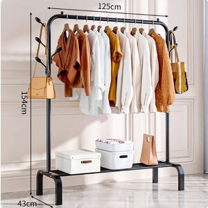 <span class=keywords><strong>Appendiabiti</strong></span> da Camera da Letto in Acciaio Inossidabile Nero Resistente 130CM 150CM con Ruote - Product Image 6