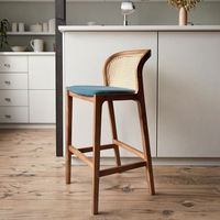 Tabouret haut en bois massif de style vintage américain et nordique, au design moderne, pour la maison, le bar, la cuisine, l'hôtel ou la salle de bain