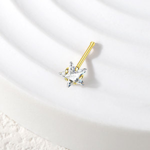 Anneaux de <span class=keywords><strong>nez</strong></span> en <span class=keywords><strong>or</strong></span> 14 carats 20G étoile en <span class=keywords><strong>or</strong></span> <span class=keywords><strong>jaune</strong></span> zircon cubique <span class=keywords><strong>piercing</strong></span> de <span class=keywords><strong>nez</strong></span> hypoallergénique pour femmes - Product Image 4