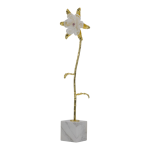 Statuetta di fiore con base in marmo per decorazioni casa e ufficio, scultura d'accento da tavolo per soggiorno e bagno - Product Image 2