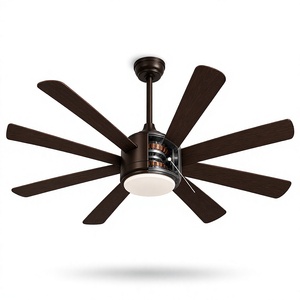 Ventilateur de plafond <span class=keywords><strong>LED</strong></span> moderne en métal de 60 pouces avec moteur DC, 8 pales, couleur noire, télécommande, 6 vitesses, intensité variable, pour salon (vente en gros) - Product Image 2
