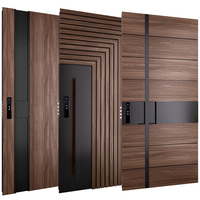 Porte d'entrée en acier de style américain classique avec bandes de sécurité antivol, porte pivotante en aluminium et bois pour maison