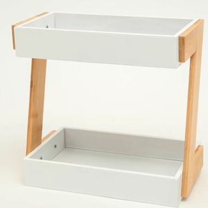 Porte-gobelets de style japonais à 2 niveaux, organisateur de bureau en bois pour tasses à café, rangement de vaisselle - Product Image 2