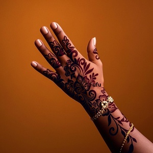 สติกเกอร์เฮนน่าแทททูแบบมือแกะสลักลายแบบกลวงสำหรับลายฉลุเฮนน่าแขนหลัง PVC ใช้ซ้ำได้ - Product Image 2