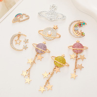 Breloques en alliage étoile et lune avec strass pour bijoux, décorations DIY pour coques de téléphone et tongs