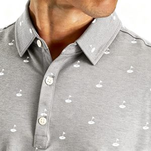 เสื้อกอล์ฟผู้ชายปี 2025 แบบแห้งเร็ว พิมพ์ลายตามสั่ง โลโก้ OEM ระบายอากาศได้ดี ทรงเข้ารูป แขนสั้น ผ้าสเตรช สำหรับเล่นกีฬา - Product Image 1