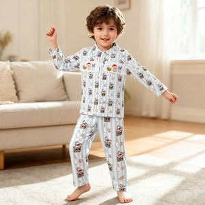 Ensemble de <span class=keywords><strong>pyjama</strong></span> pour <span class=keywords><strong>garçon</strong></span> en tricot, design Noël et Nouvel An, vêtements de nuit pour bébé, <span class=keywords><strong>pyjama</strong></span> blanc à bordure rouge - Product Image 3