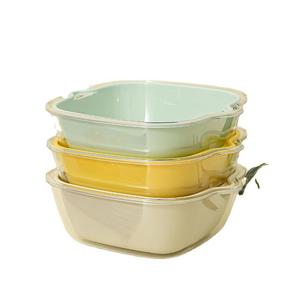Double Layer Pet Transparent Drain Basket Square Folding For Kitchen Fruit Washing M Size - Product Image 5