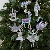 Nouveaux Pendentifs de Noël en Acrylique Coloré Flocon de Neige et Élan, Décorations de Fêtes Européennes-Américaines Personnalisables pour Fenêtre