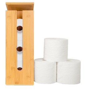 Porte-rouleau de papier toilette en bambou 16,1x5,9x5,9 cm, boîte de rangement en bois pour papier toilette, organisateur rectangulaire pour rouleaux de papier - Product Image 5