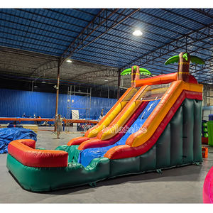 Toboggan aquatique gonflable géant commercial en forme <span class=keywords><strong>de</strong></span> palmier tropical avec piscine, toboggan sec extérieur pour enfants, idéal pour les fêtes et les événements professionnels - Product Image 4
