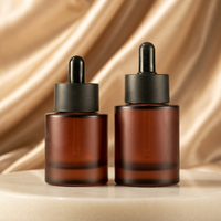 Bouteille compte-gouttes vide en verre avec Pipette, 30ml 40ml, épaule plate, huile essentielle, sérum, givré, transparent, vente en gros