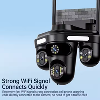 Caméra de sécurité IP CCTV Wifi domestique Ipc360 à trois objectifs 6K 9MP noire avec audio bidirectionnel et étanche