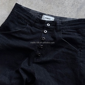 Jeans Premium Personalizados de Mezclilla Cruda Japonesa para Hombre, Diseño con Botones, Borde Rojo, 100% Algodón, Jeans Holgados de Mezclilla Cruda - Product Image 2
